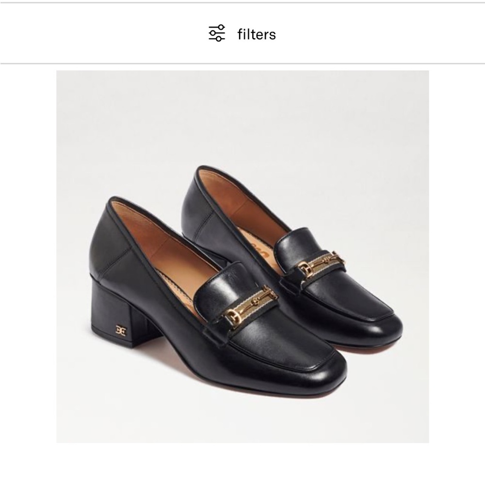 SAM EDELMAN Flo Block Heel Loafer Black Leather